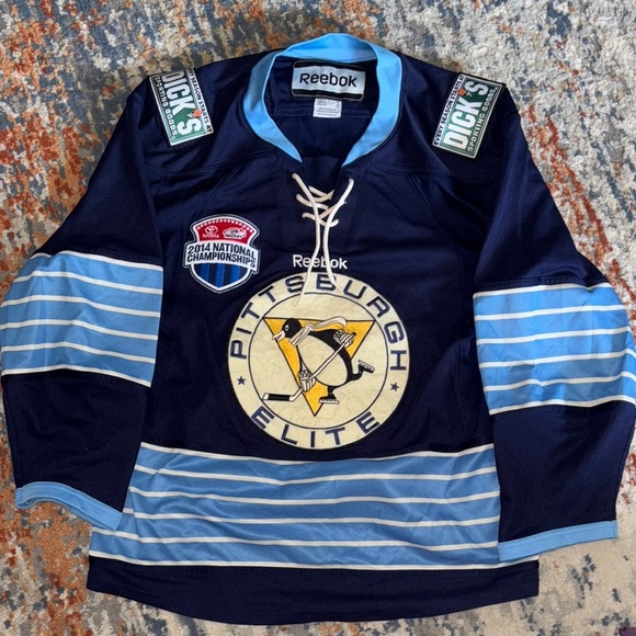 Reebok Navy and Light Blue Pittsburgh Elite Jersey Falk - Picture 1 of 9